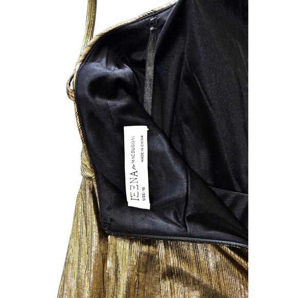 C0 NWT IEENA FOR MAC DUGGAL Metallic Spaghetti Strap Gown Dress Size 10 $338 - Picture 9 of 10
